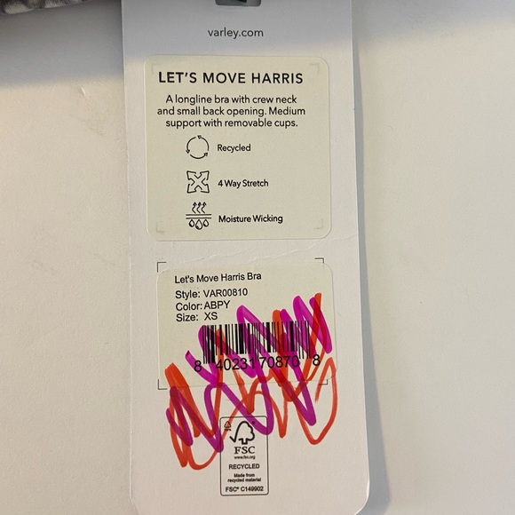 NWT Varley Alabaster Python Let's Move Harris Bra - Picture 7 of 9